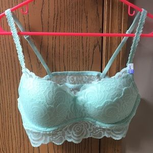 NWT VS/PINK Rose Lace Push-Up Bralette (Mint)